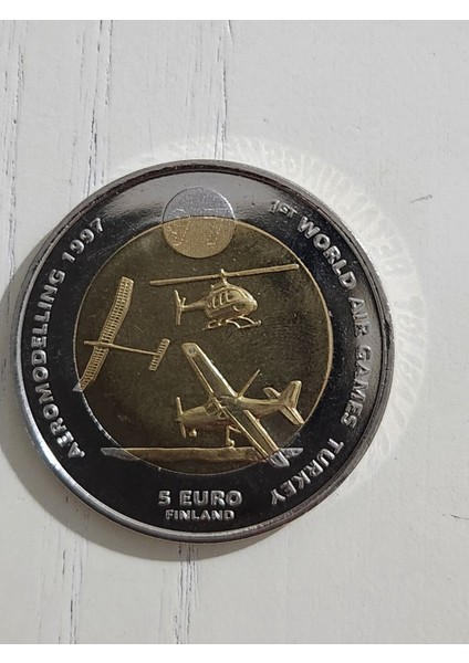1997 Finlandiya Türk Hava Oyunları Hatıra Madalyon 4cm Çap. Tertemiz Durumda Nadir ve Ağır Bir Madal