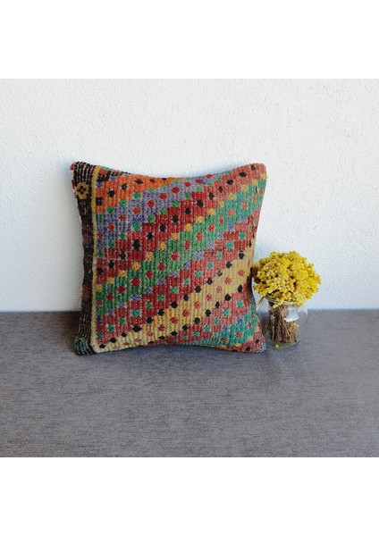 El Dokuma Kilim Kırlent Kılıfı 40X40 cm