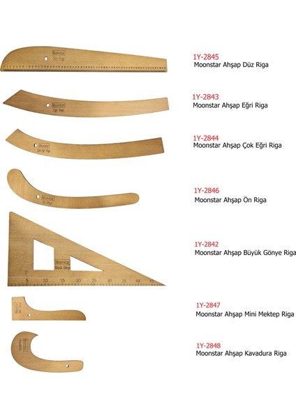 Ahşap Riga Cetvel Takım (7 Parça)