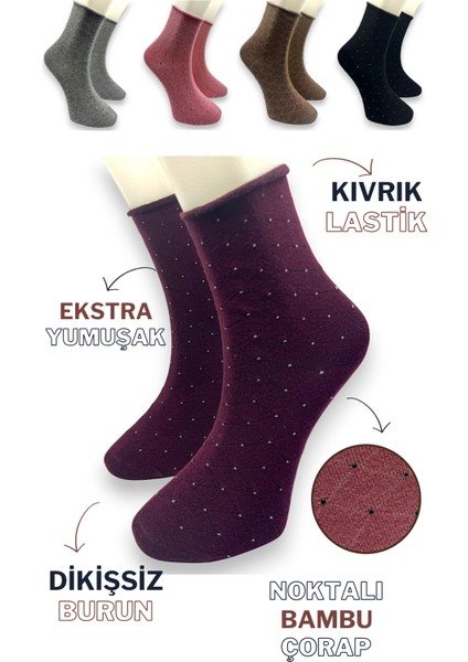 Ciho socks Premium 5 Çift Bambu Kadın Dikişsiz Puanlı Lastiksiz Roll Top Iz Bırakmaz Soket Çorap