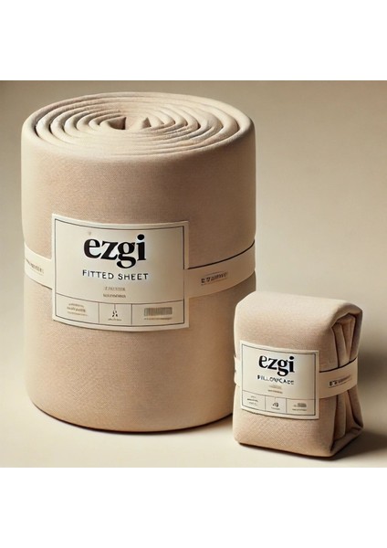 Tek Kişilik 100 x 200 Bej Ranforce Lastikli Çarşaf ve Yastık Kılıfı