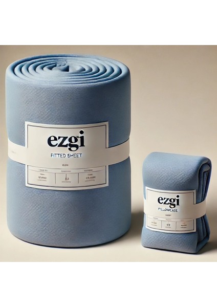 140'LIK Yataklar Için 140 x 200 Mavi Ranforce Lastikli Çarşaf ve Yastık Kılıfı