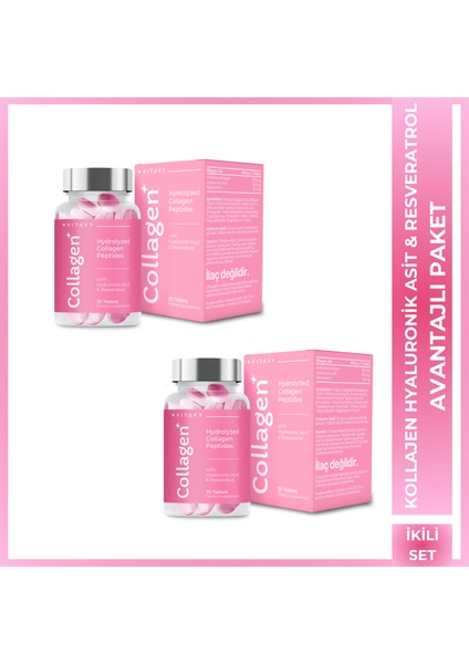 Collagen & Hyaluronic Acid & Resveratrol 1x30 Tablet 2'li Set