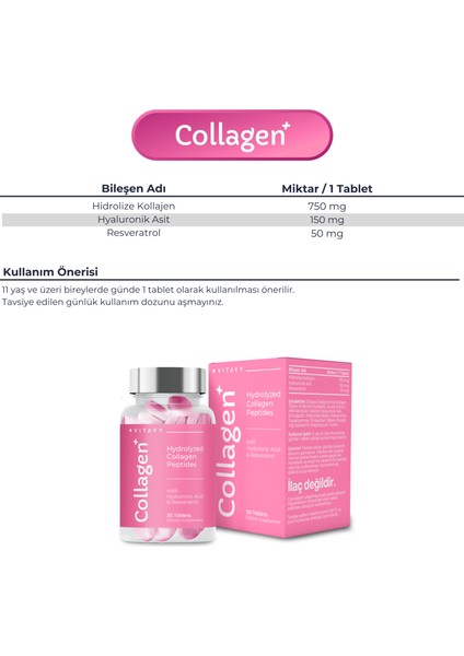 Collagen & Hyaluronic Acid & Resveratrol 1x30 Tablet 2'li Set fiyatları