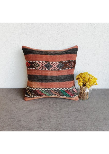 El Dokuma Kilim Kırlent Kılıfı 40X40 cm