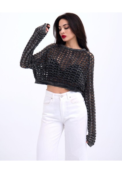 3958 Triko File Bolero-Siyah