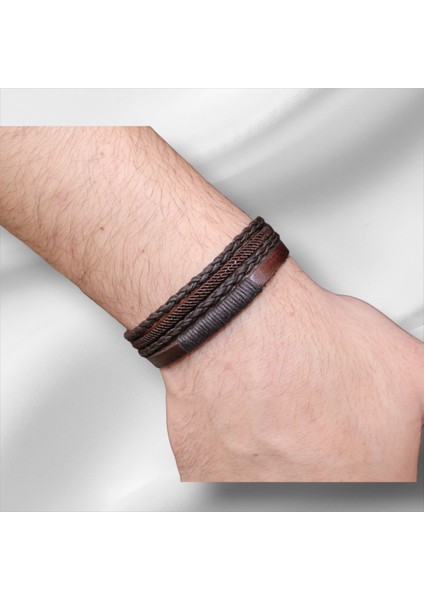 Erkek Deri Bileklik – El Yapımı, Hakiki Deri, Kahverengi Örgü Bileklik, Doğal ve Şık Tasarım fırsatları