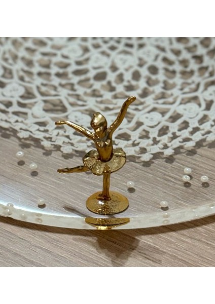 Epoksi Reçine Nişan Tepsisi - Dantel ve Incili - Balerin Kulp - Çap: 30 cm fırsatları