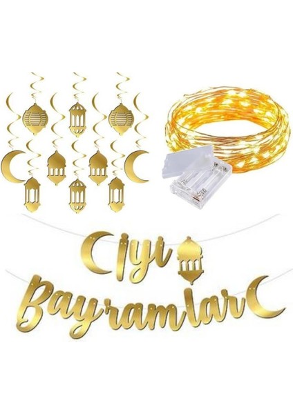 Iyi Bayramlar 3D Tavan Süslü Banner Set