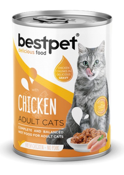 400 gr x 12 Adet Yetişkin Kediler Için, Taze Tavuk Parça Etli ve Soslu Yaş Mama 11