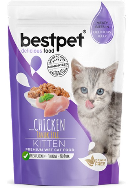 85 gr x 24 Adet Yavru Kediler Için, Tahılsız, Jöle Içinde Tavuk Parça Etli Yaş Mama 11