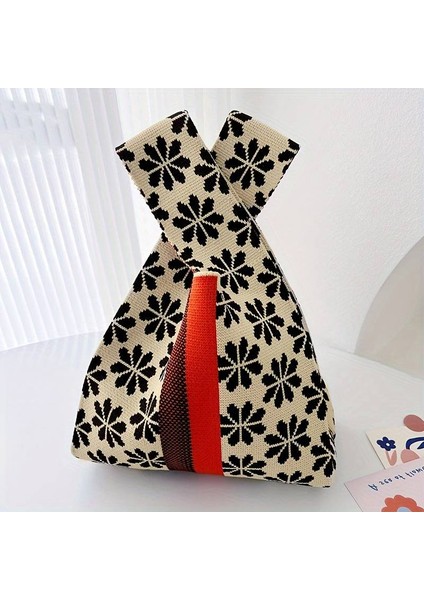 Etnik Desenli Triko Poşet Kadın El Çantası modelleri