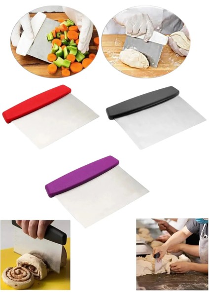 Plastik Saplı Çelik Spatula Hamur Kesici Paslanmaz Metal Spatula - Hamur Şekillendirici ( 1 Adet )