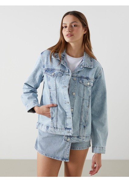 Lcw Vision Gömlek Yaka Kadın Jean Ceket