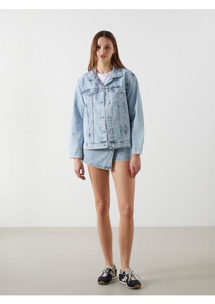 Lcw Vision Gömlek Yaka Kadın Jean Ceket modelleri