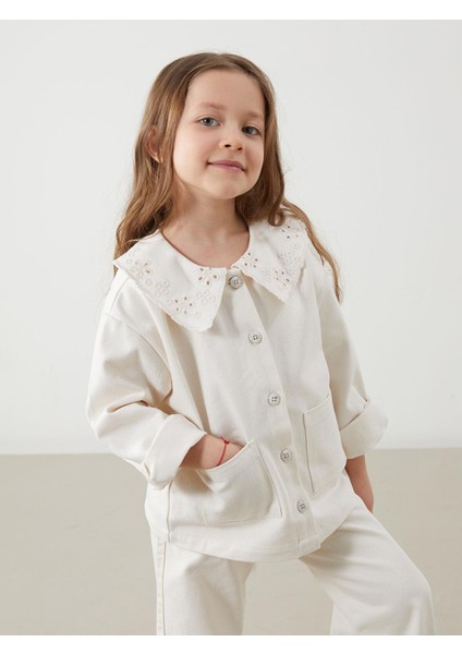Lcw Kids Bebe Yaka Nakışlı Kız Çocuk Ceket