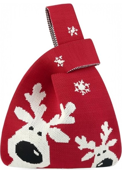 Geyik Desenlitriko Poşet Kadın El Çantası