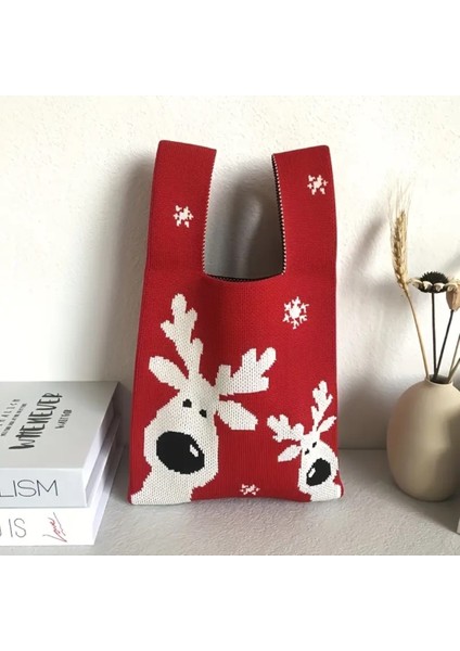 Geyik Desenlitriko Poşet Kadın El Çantası fiyatları