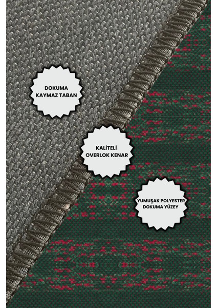 Yeşil Pamuk Kilim Görünümlü Halı Dijital Baskılı Halı Dokuma Tabanlı Kaymaz Oturma Odası Halısı indirimleri