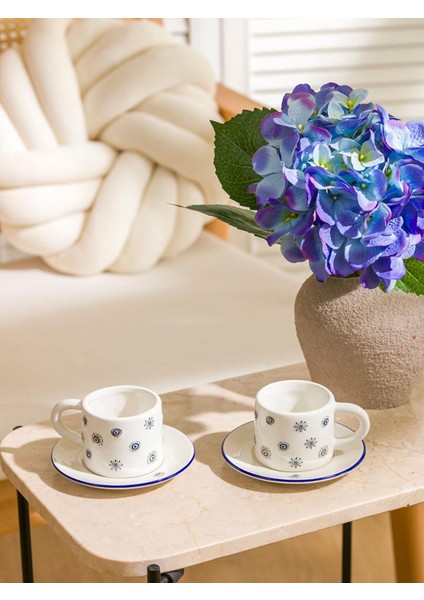 Lcw Home Göz Baskılı 2 Kişilik Porselen Kahve Fincan Takım 100 ml