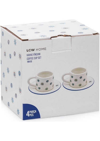 Lcw Home Göz Baskılı 2 Kişilik Porselen Kahve Fincan Takım 100 ml