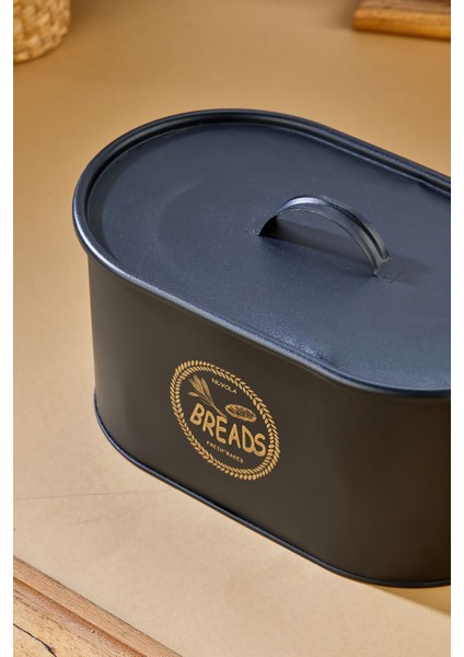 Dekoratif Desenli Metal Ekmek Saklama Kutusu - Büyük Boy Ekmek Sepeti - Mutfak Düzenleyici Siyah fırsatları