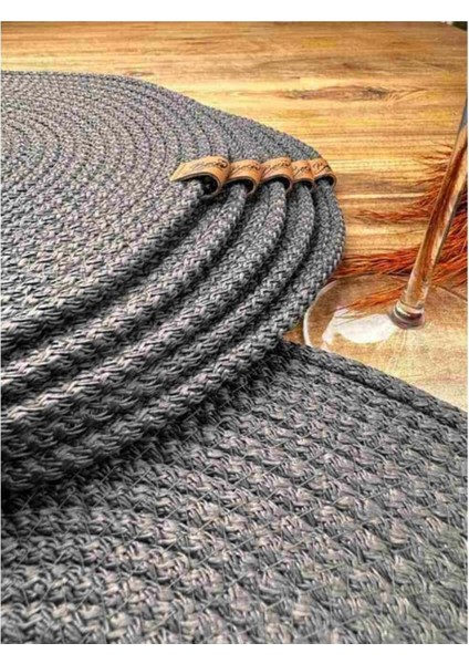 6 Adet Gri Hasır Supla / Amerikan Servis Sunum Tabak Altlığı Masa Düzenleyici 30 cm
