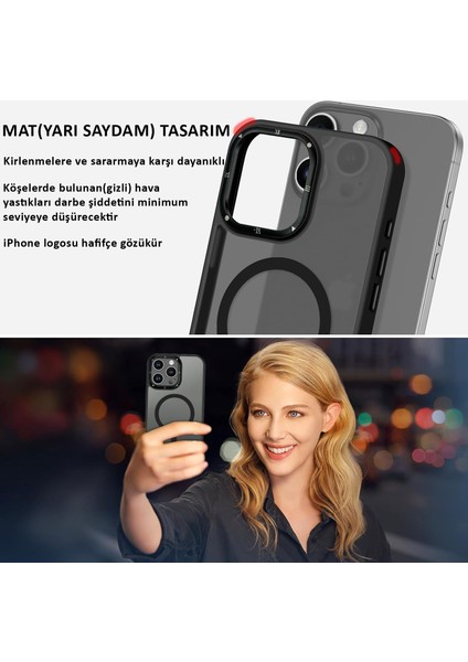 Apple iPhone 16 Pro Magsafe Wireless Şarj Özellikli Mat Silikon Kılıf