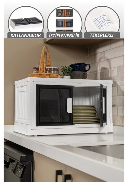 Tekerlekli Çok Amaçlı Banyo Mutfak Dolabı Istiflenebilir Katlanır Düzenleyici Portatif Ayakkabılık
