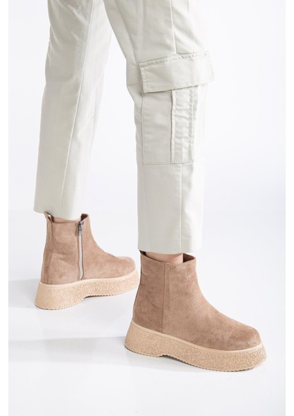 Kadın Bot Vizon Kalın Taban Süet Bağsız Yüzüdüz fiyatları