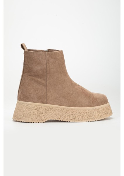 Kadın Bot Vizon Kalın Taban Süet Bağsız Yüzüdüz modelleri