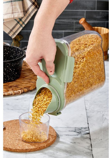 Sızdırmaz Kapaklı Erzak Saklama Kabı - Ölçekli Un Bakliyat Kabı Mutfak Düzenleyici Kavanoz 1,8 Lt fiyatları