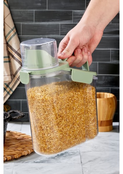 Sızdırmaz Kapaklı Erzak Saklama Kabı - Ölçekli Un Bakliyat Kabı Mutfak Düzenleyici Kavanoz 1,8 Lt fırsatları