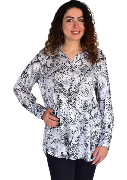 Kadın Leopar Desen Şifon Gömlek BGL-ST04235