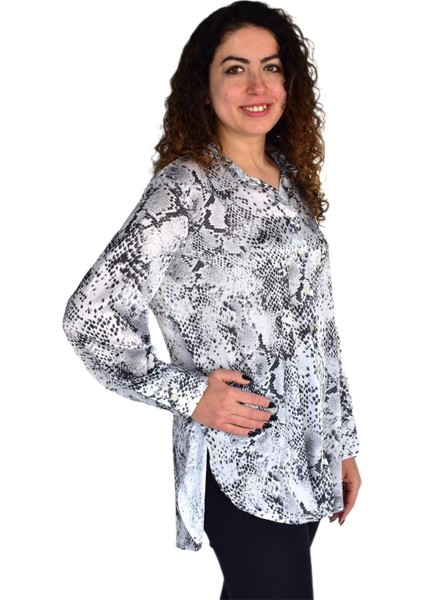 Kadın Leopar Desen Şifon Gömlek BGL-ST04235 modelleri