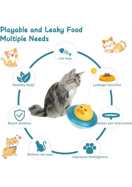 360° Dönen Kedi Oyuncağı – Ördek Şekilli İnteraktif Atıştırmalık Dispenseri, Kedi Eğitici Oyuncak modelleri