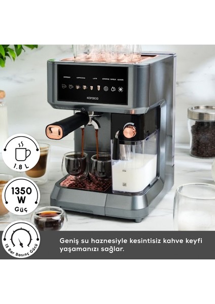 Mycaffe Barista S10 Entegre Süt Hazneli Otomatik Espresso Latte ve Cappuccino Mak. Copper modelleri