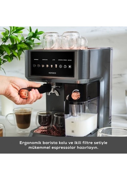 Mycaffe Barista S10 Entegre Süt Hazneli Otomatik Espresso Latte ve Cappuccino Mak. Copper