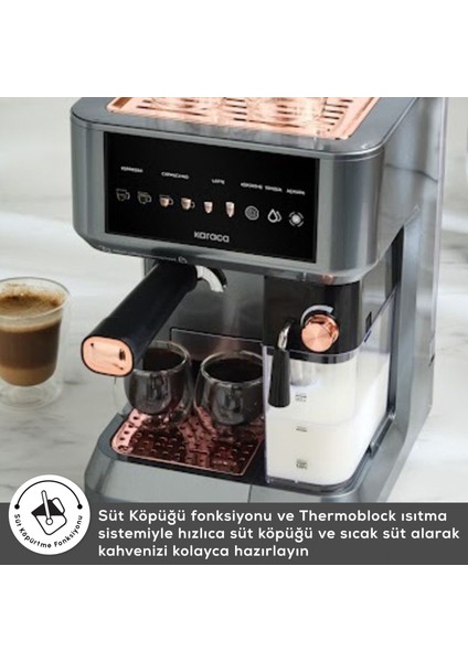 Mycaffe Barista S10 Entegre Süt Hazneli Otomatik Espresso Latte ve Cappuccino Mak. Copper