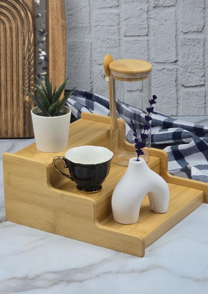 Bambu Kavanoz Standı - Mutfak Baharatlık Tuzluk Rafı - 24 cm
