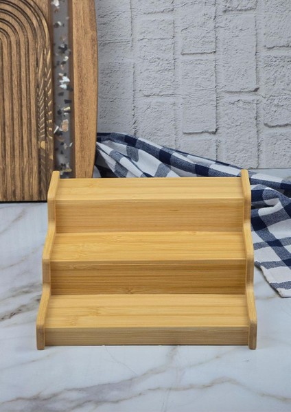 Bambu Kavanoz Standı - Mutfak Baharatlık Tuzluk Rafı - 24 cm