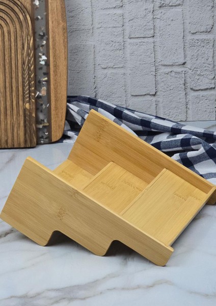 Bambu Kavanoz Standı - Mutfak Baharatlık Tuzluk Rafı - 24 cm