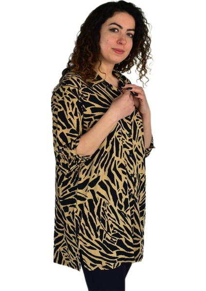 Kadın Büyük Beden Leopar Desen Viskon Bluz BGL-ST04256 modelleri