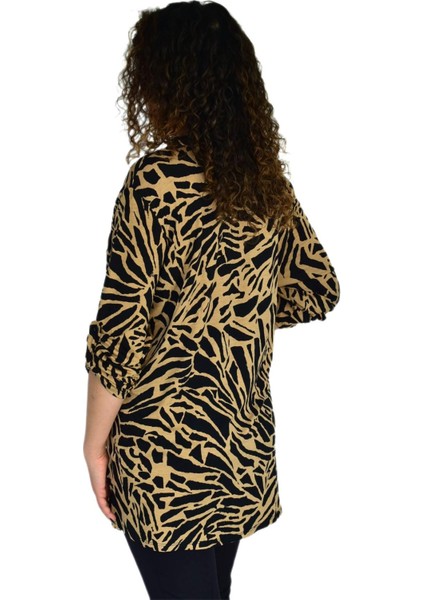 Kadın Büyük Beden Leopar Desen Viskon Bluz BGL-ST04256 fırsatları
