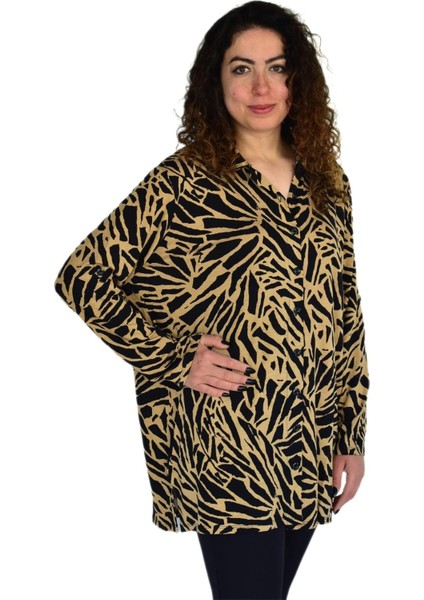 Kadın Büyük Beden Leopar Desen Viskon Bluz BGL-ST04256 indirimleri