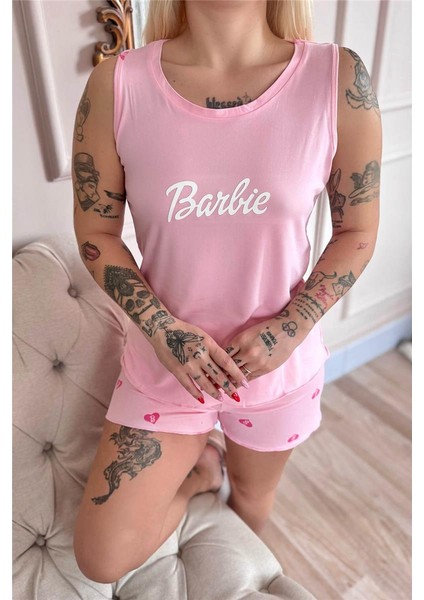 Pembe B Desenli Bambu Sıfır Kol Şortlu Kadın Pijama Takımı indirimleri