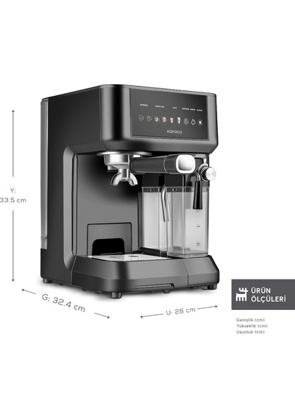 Mycaffe Barista S10 Entegre Süt Hazneli Otomatik Espresso Latte ve Cappuccino Mak. Matteblack fiyatları