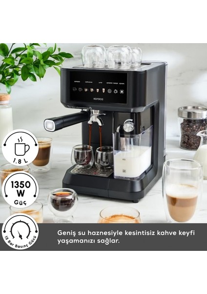 Mycaffe Barista S10 Entegre Süt Hazneli Otomatik Espresso Latte ve Cappuccino Mak. Matteblack modelleri