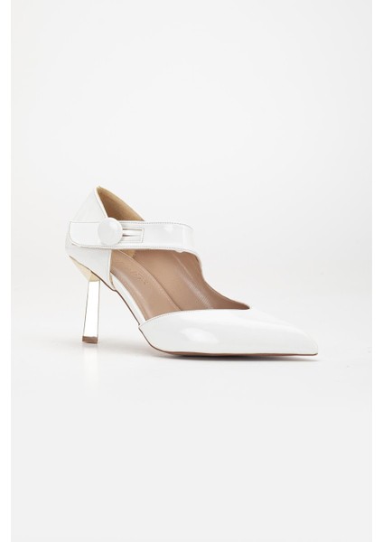 Kadın Stiletto Beyaz Rugan Baretli Ince Topuklu fırsatları