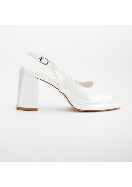 Kadın Abiye Platform Topuklu Ayakkabı Sedef Cilt Yuvarlak Açık Burun modelleri